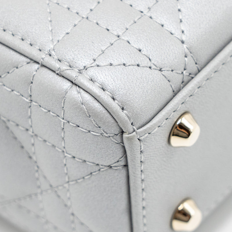 DIOR Mini Lady Dior Lambskin Light Grey LGHW