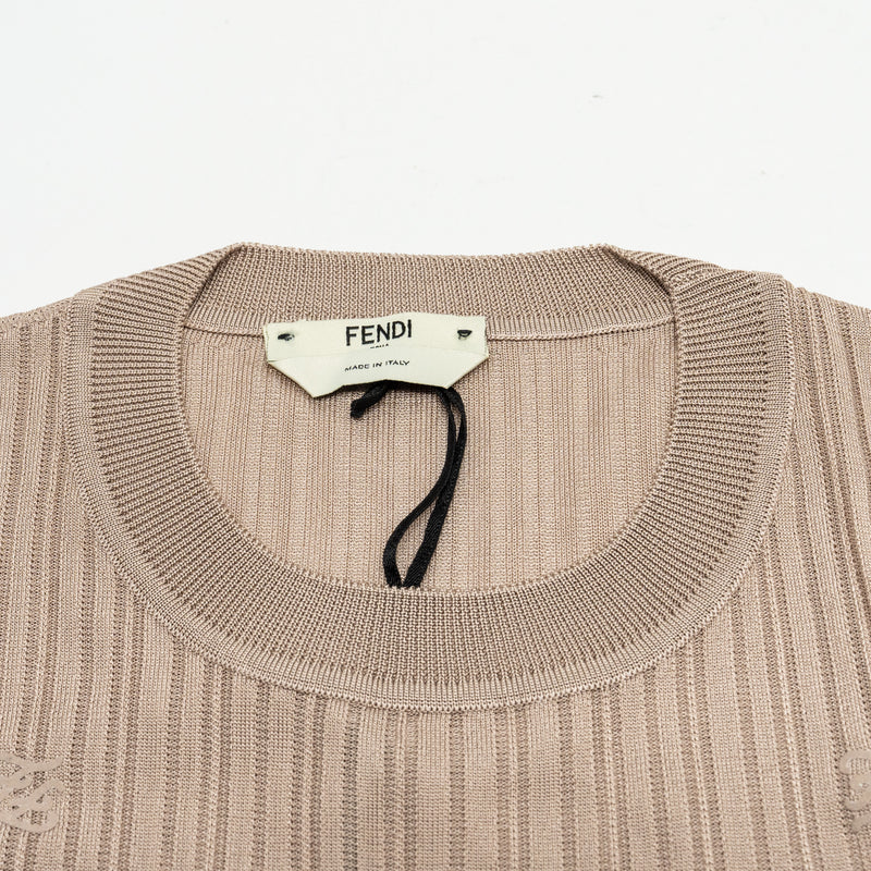 Fendi Size 38 Knit Short-sleeve Viscose Beige