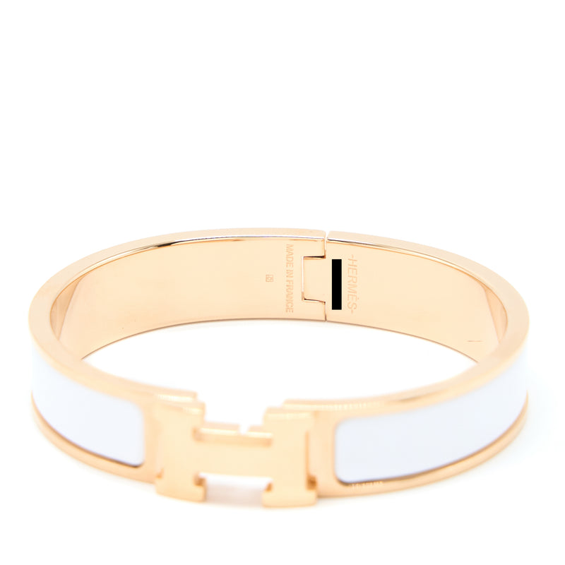 Hermes Size PM Clic H Bracelet Blanc RGHW