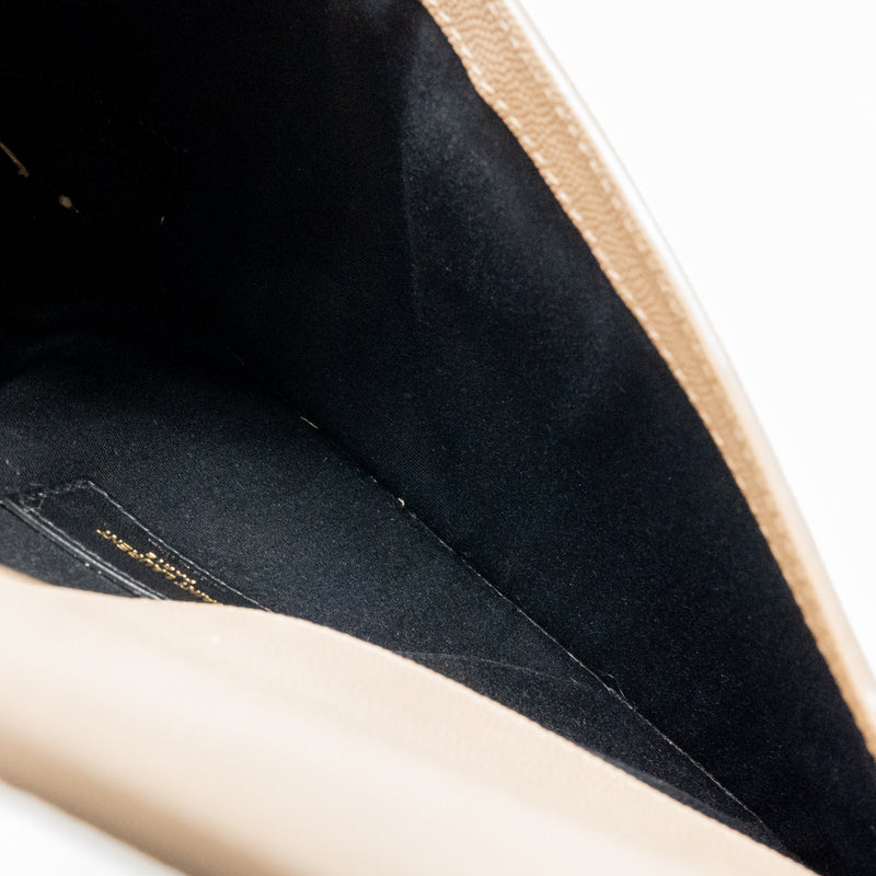 Saint laurent Uptown clutch grained calfskin beige GHW