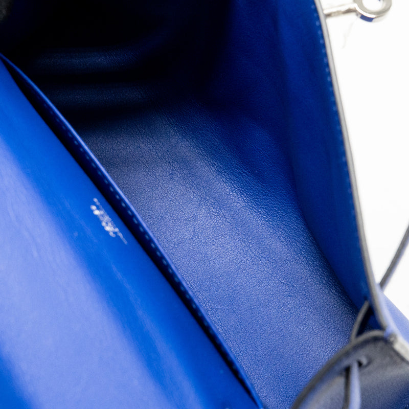 Hermes Kelly Pochette Swift Blue Electric SHW Stamp C