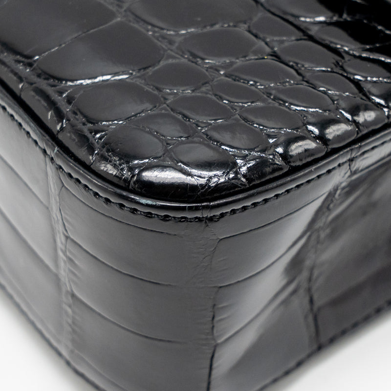 Chanel Medium Classic Double Flap Bag Alligator Mississippiensis Black GHW