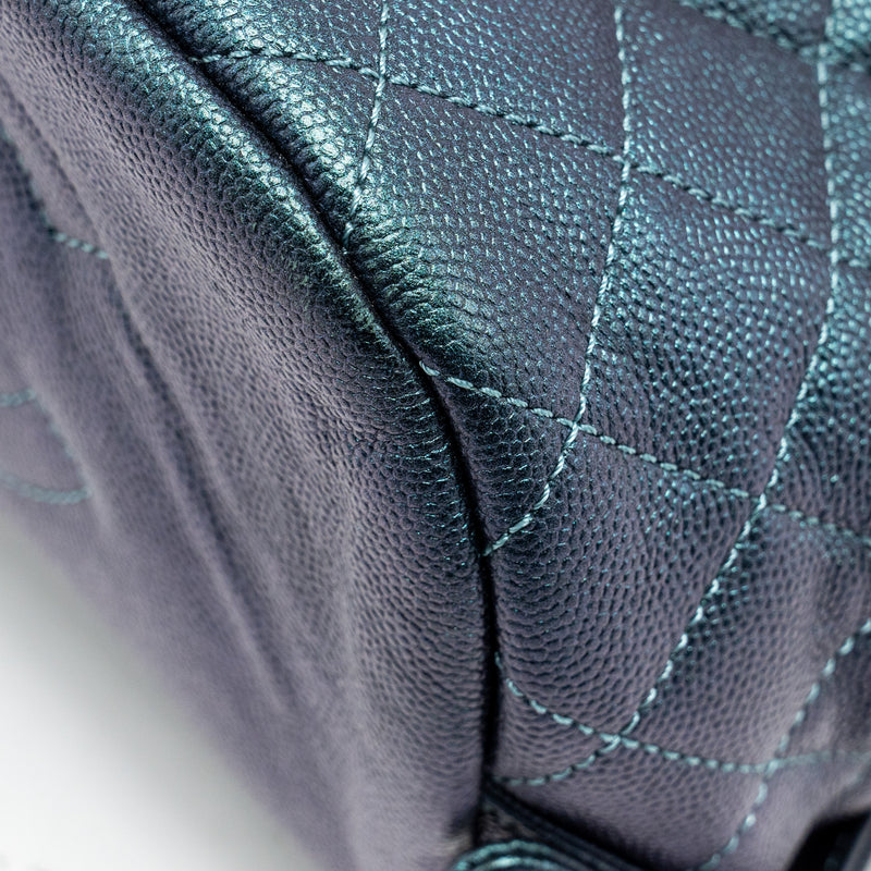 Chanel 18b Filigree Backpack Caviar Iridescent Dark Turquoise Multicolour Hardware