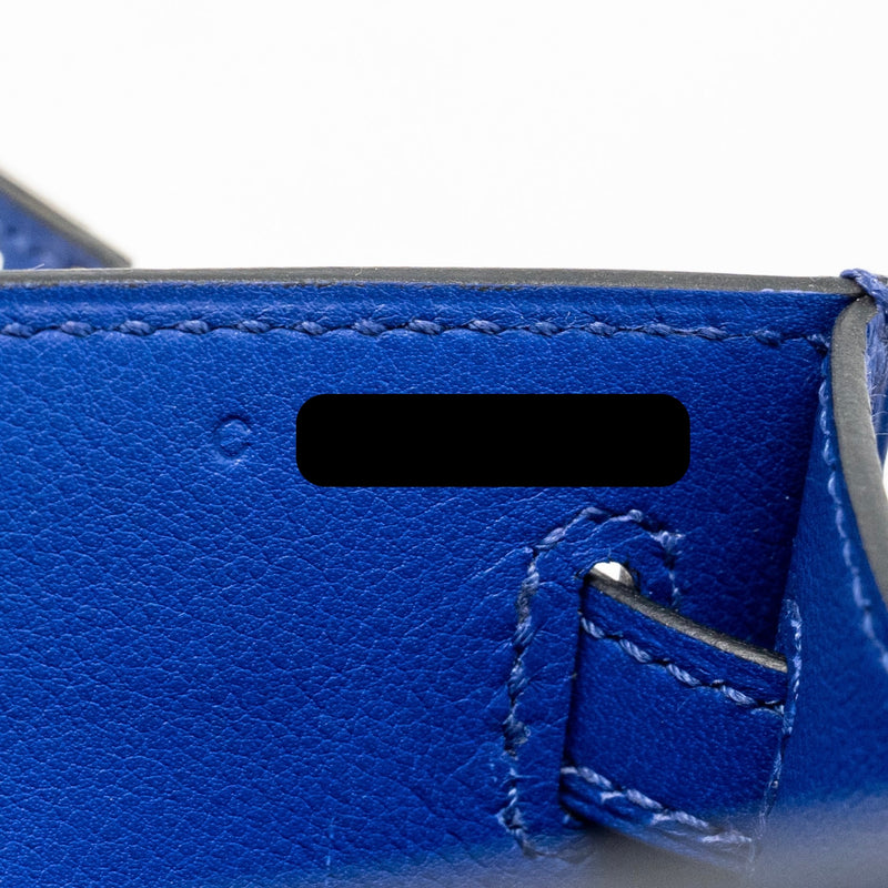 Hermes Kelly Pochette Swift Blue Electric SHW Stamp C