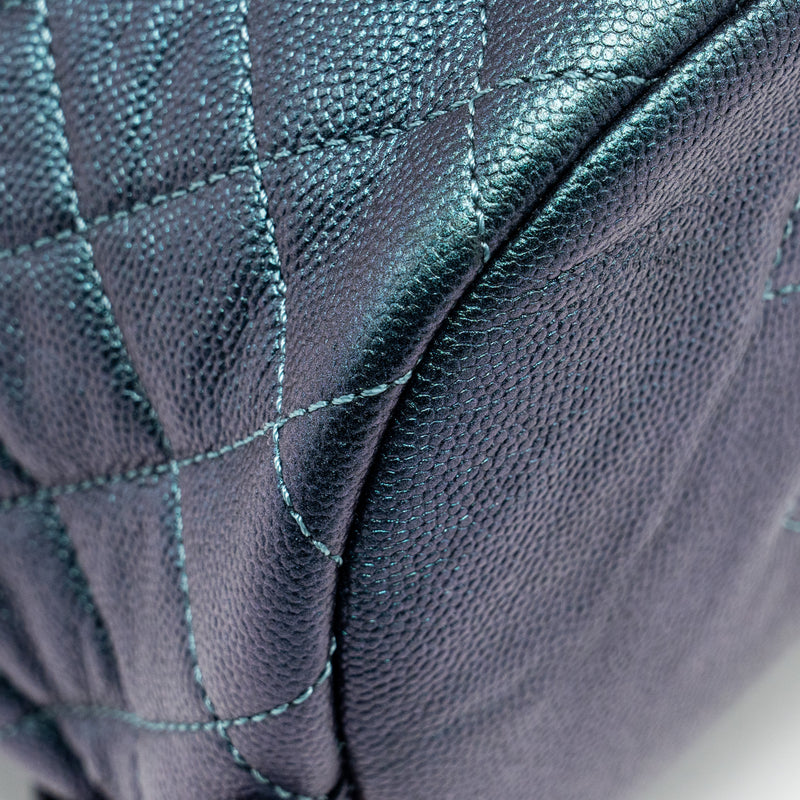 Chanel 18b Filigree Backpack Caviar Iridescent Dark Turquoise Multicolour Hardware