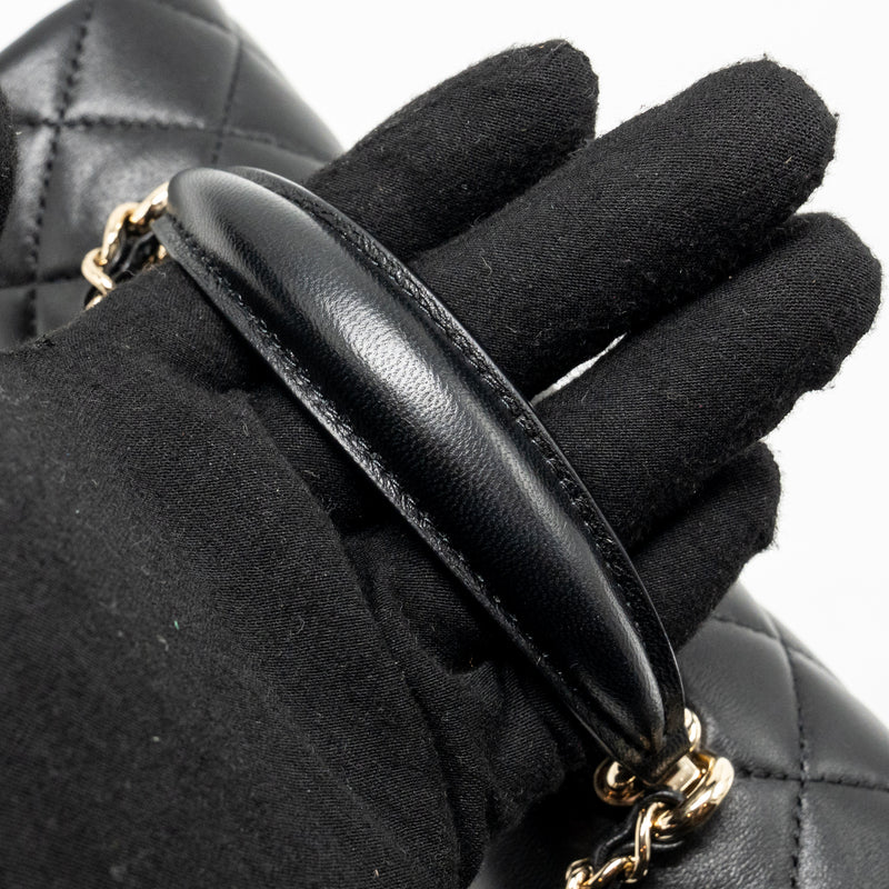 Chanel Top Handle Mini Rectangular Flap Bag Lambskin Black LGHW (Microchip)