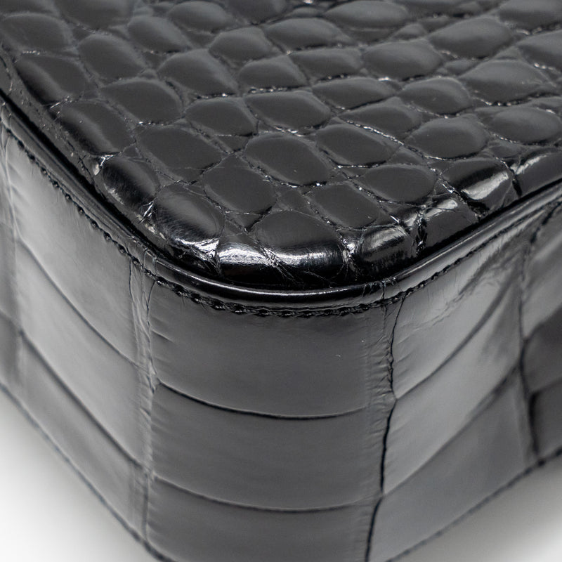 Chanel Medium Classic Double Flap Bag Alligator Mississippiensis Black GHW