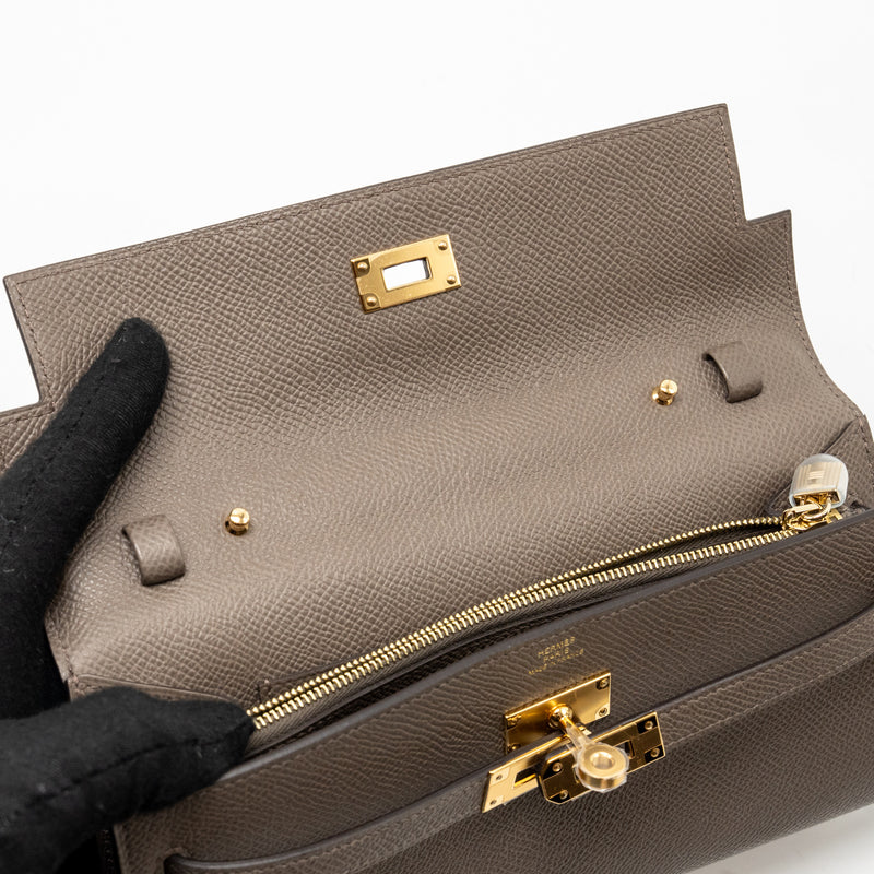 Hermes Kelly to Go Epsom Gris Etain GHW Stamp K