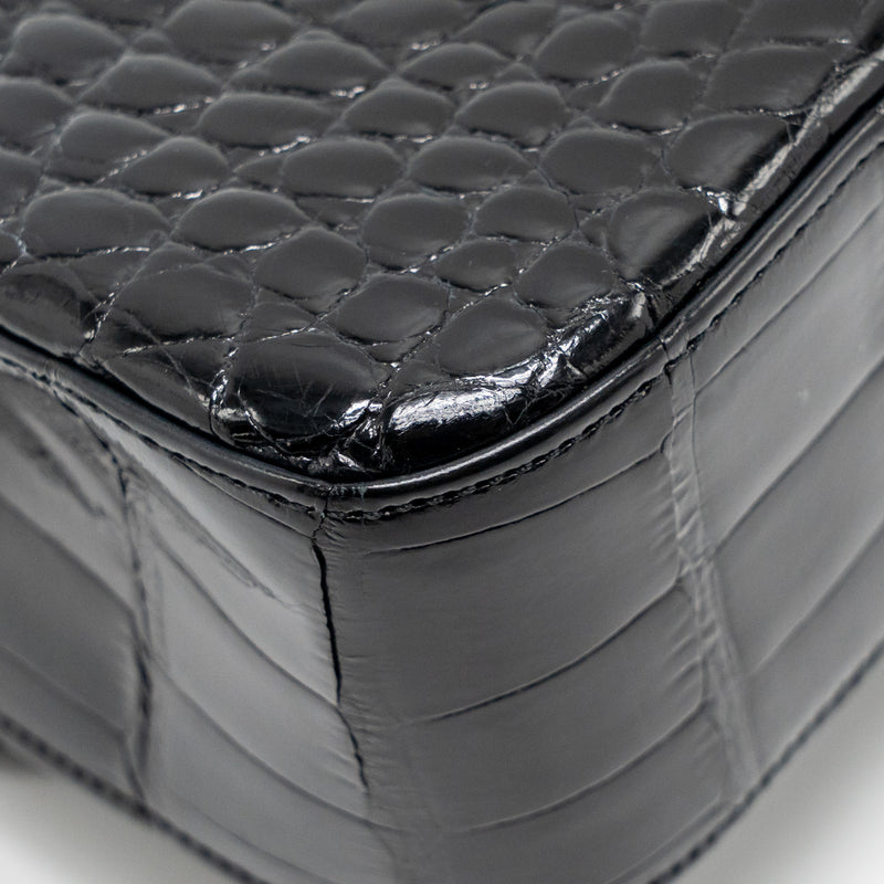 Chanel Medium Classic Double Flap Bag Alligator Mississippiensis Black GHW