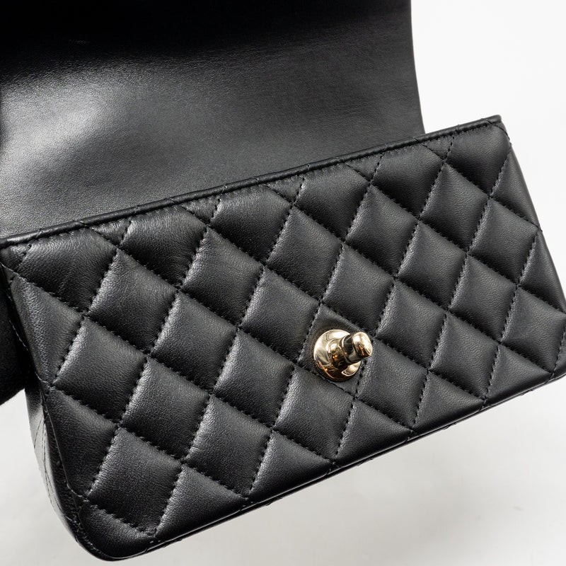 Chanel Top Handle Mini Rectangular Flap Bag Lambskin Black LGHW (Microchip)