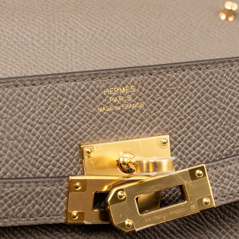Hermes Kelly to Go Epsom Gris Etain GHW Stamp K