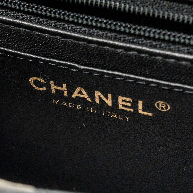 Chanel Top Handle Mini Rectangular Flap Bag Lambskin Black LGHW (Microchip)