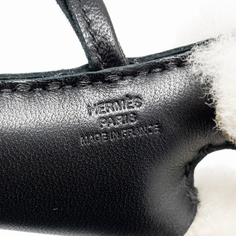 Hermes Budy Shearing Bag Charm Wool/Lambskin Ecru/Black Stamp W