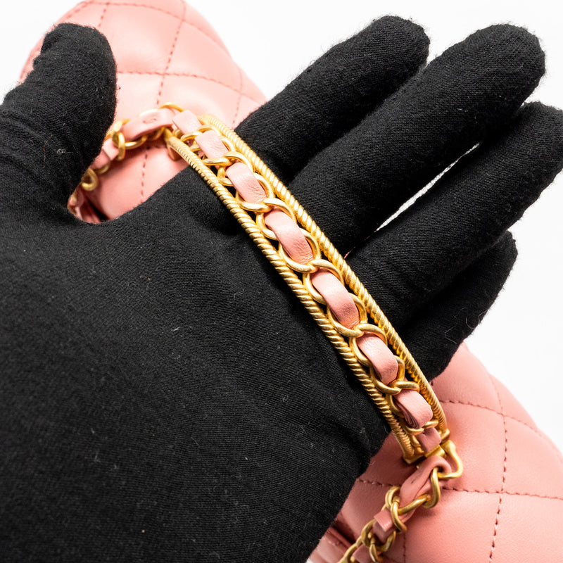 Chanel 23k detail top handle flap bag Lambskin pink GHW (microchip)