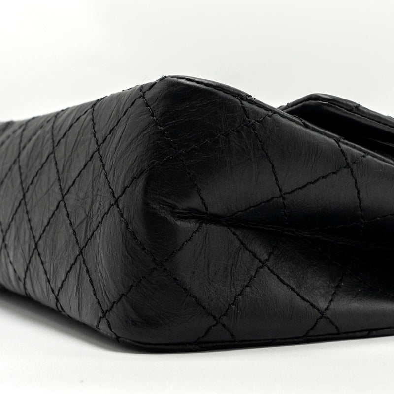 Chanel small 2.55 reissue flap bag aged calfskin black ruthenium SHW