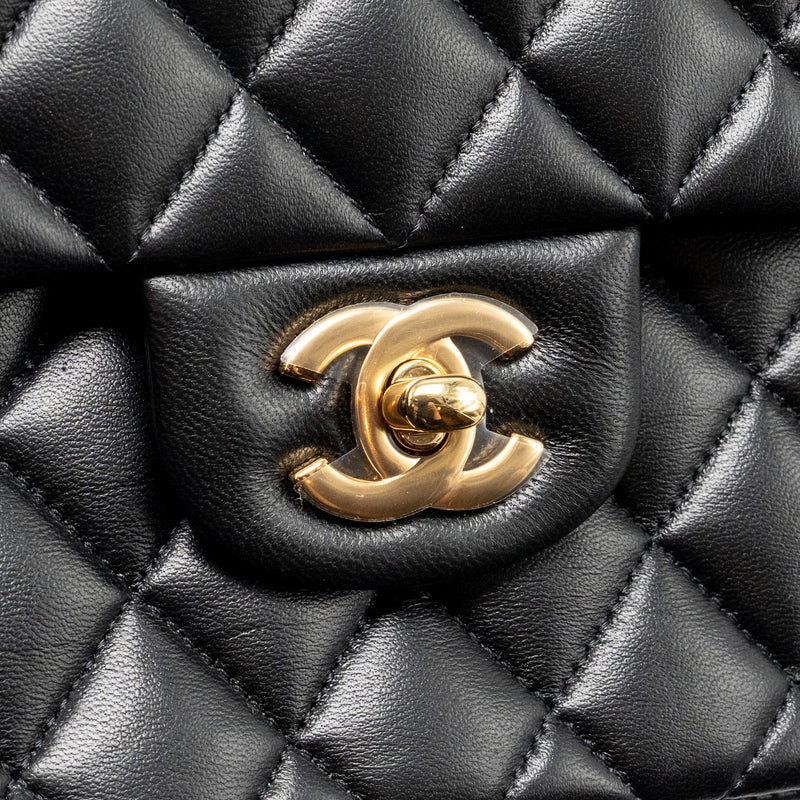 Chanel small Classic Double Flap Bag Lambskin Black GHW
