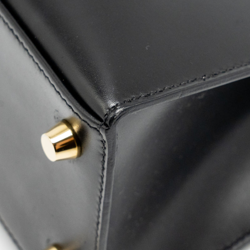 Hermes Kelly 25 Box Black GHW Stamp D