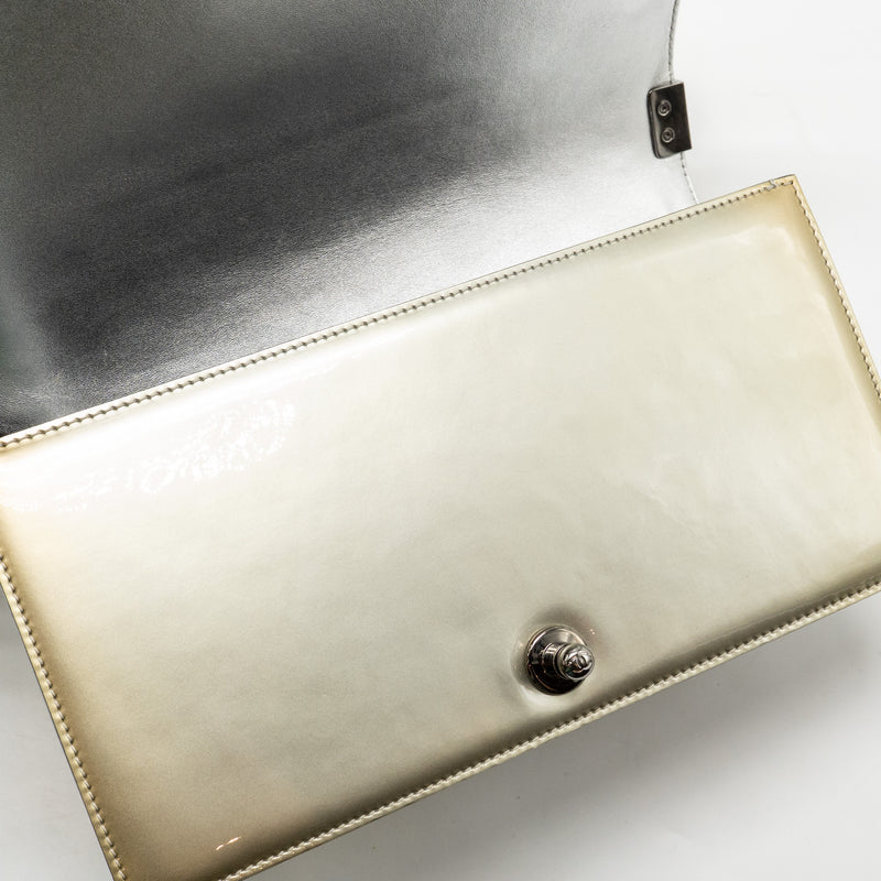 Chanel Medium Boy Bag Metallic Patent Calfskin/Metallic Lambskin Gold/Silver SHW