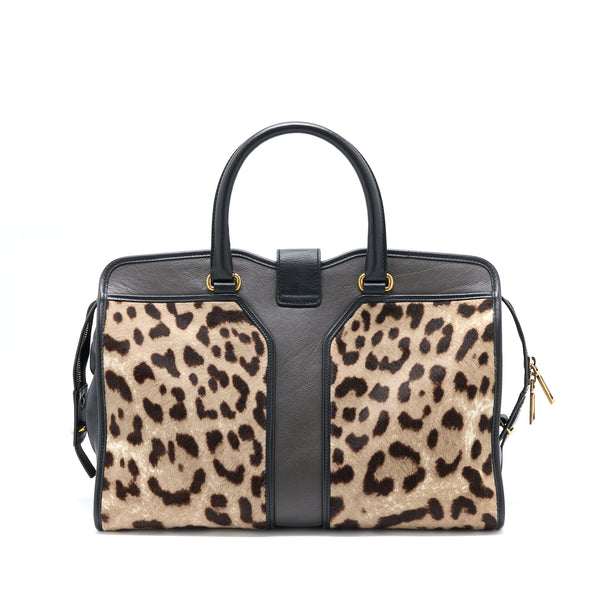 Saint Laurent Cabas Chyc Tote Bag Animal Print Horsehair/Calfskin Black GHW