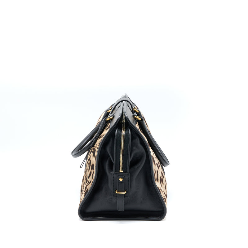 Saint Laurent Cabas Chyc Tote Bag Animal Print Horsehair/Calfskin Black GHW