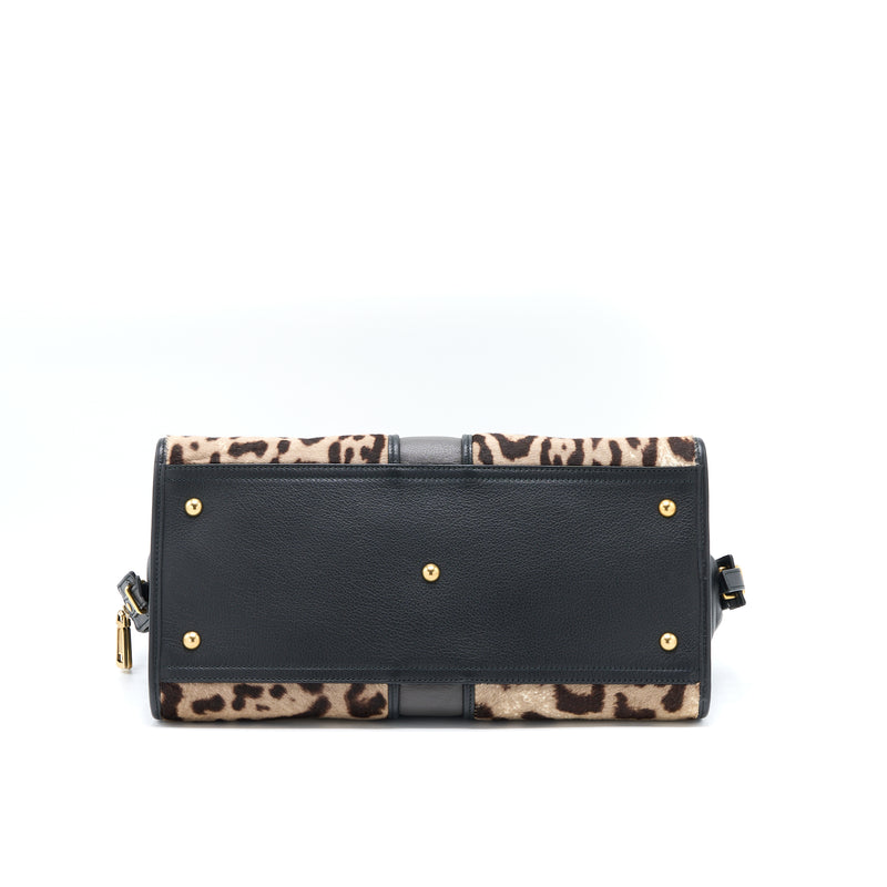 Saint Laurent Cabas Chyc Tote Bag Animal Print Horsehair/Calfskin Black GHW