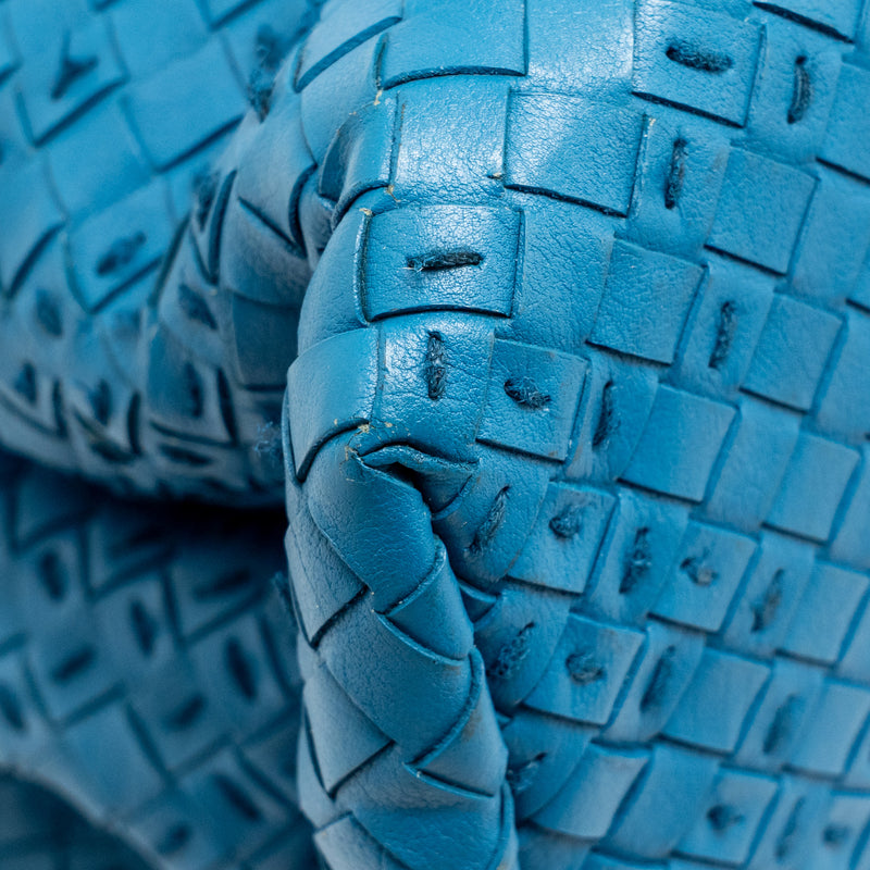 Bottega Veneta Intrecciato Roma Large Tote Bag Leather Blue Black Hardware