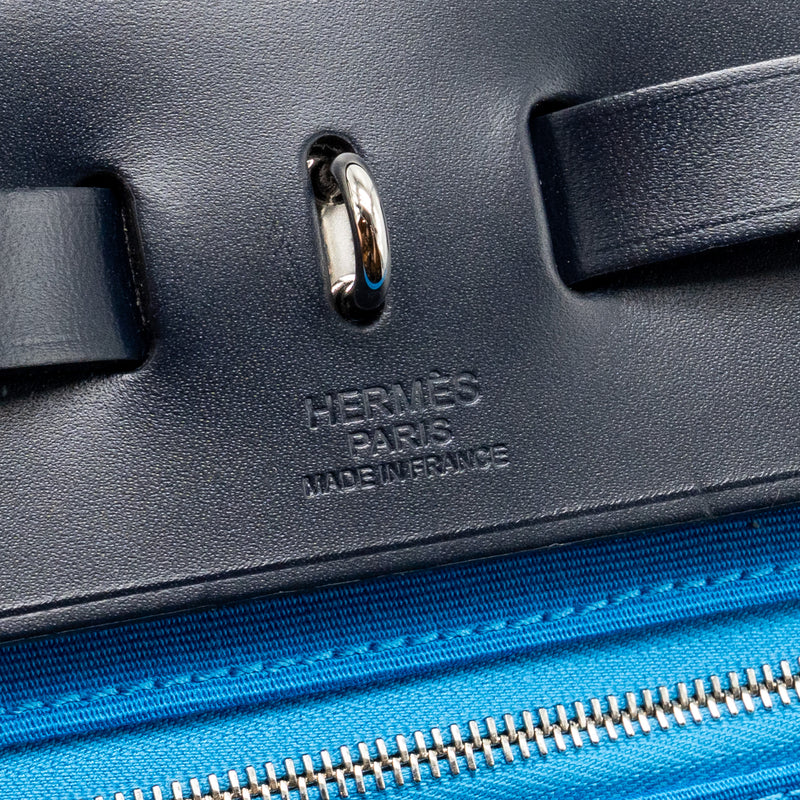 Hermes Herbag 31 Zip Bag Canvas/Hunter Blue SHW Stamp A