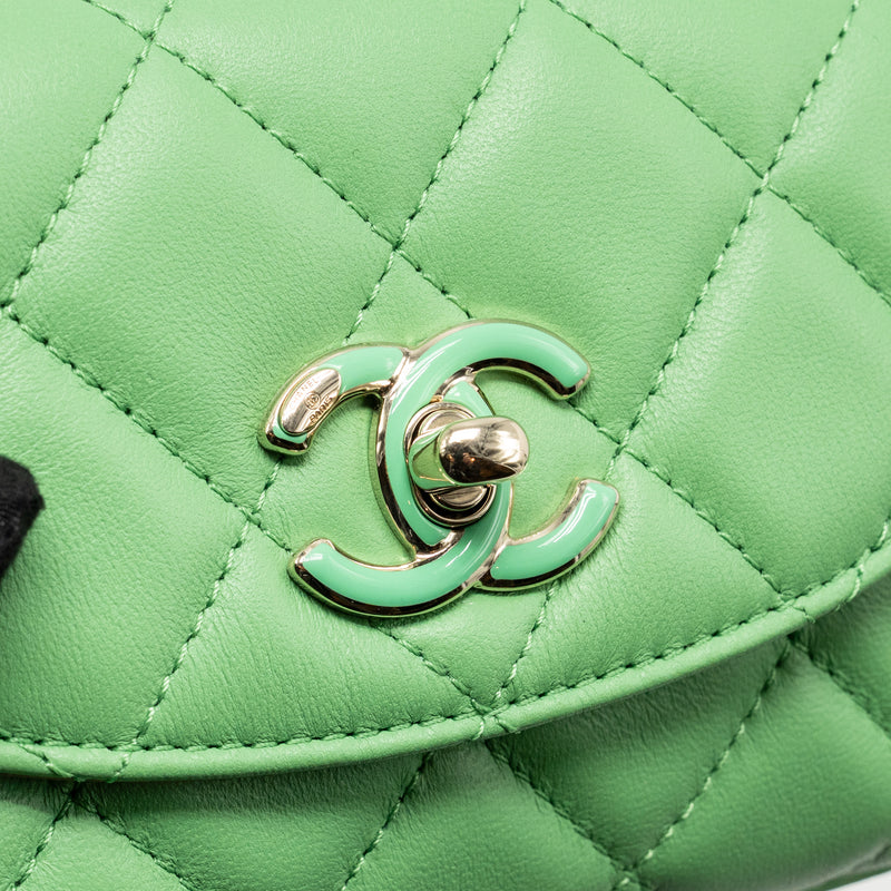 Chanel Mini Scarf Entwined Chain Flap Bag Lambskin Green/Multicolour LGHW
