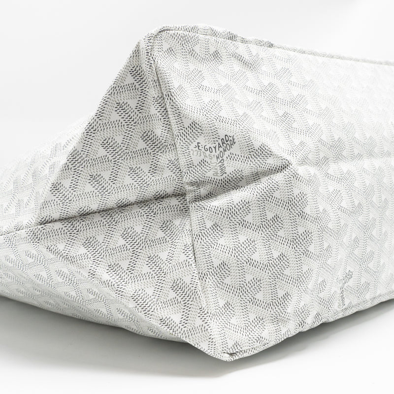 Goyard Saint Louis Tote GM Bag Goyardine Canvas/Calfskin Leather White SHW