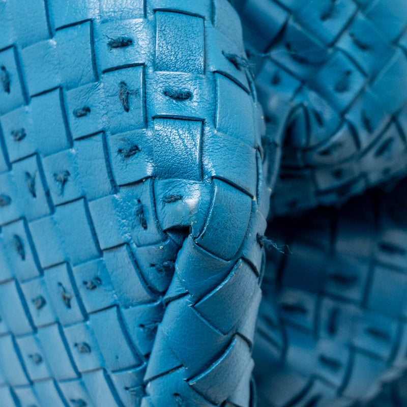 Bottega Veneta Intrecciato Roma Large Tote Bag Leather Blue Black Hardware