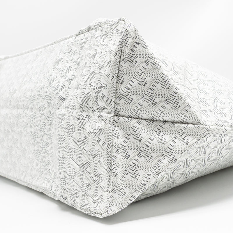 Goyard Saint Louis Tote GM Bag Goyardine Canvas/Calfskin Leather White SHW