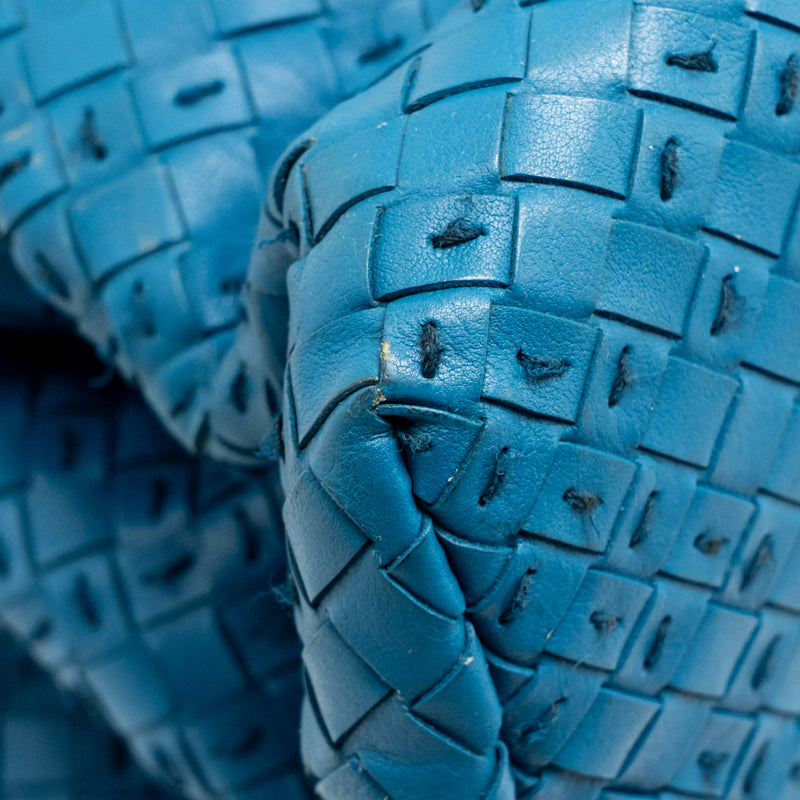 Bottega Veneta Intrecciato Roma Large Tote Bag Leather Blue Black Hardware