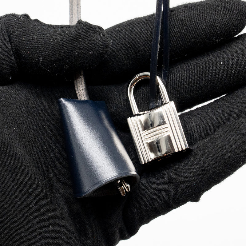 Hermes Herbag 31 Zip Bag Canvas/Hunter Blue SHW Stamp A