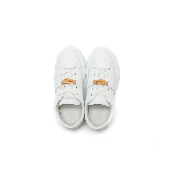 Hermes Size 35 Day Sneakers Calfskin White RGHW
