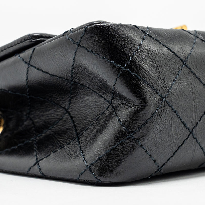 Chanel Mini 2.55 reissue flap bag aged calfskin black GHW