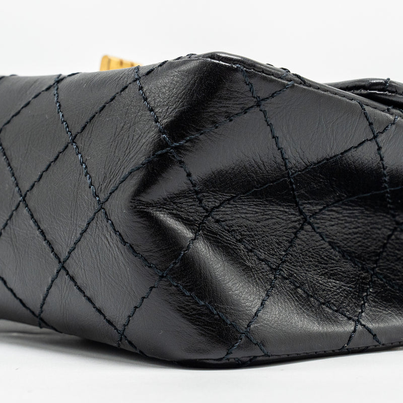 Chanel Mini 2.55 reissue flap bag aged calfskin black GHW