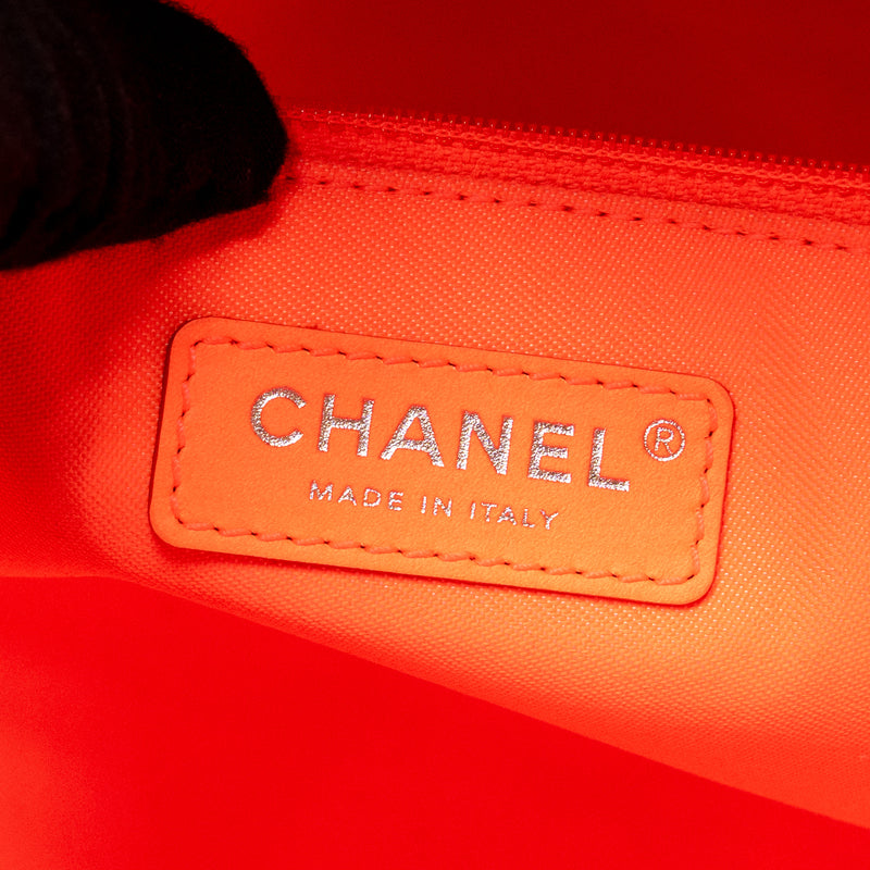 Chanel Large Deauville Tote Shopping Bag Canvas/Calfskin Hot Pink SHW