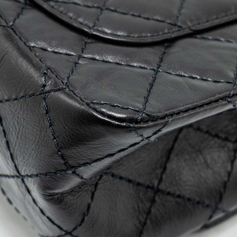 Chanel Mini 2.55 reissue flap bag aged calfskin black GHW