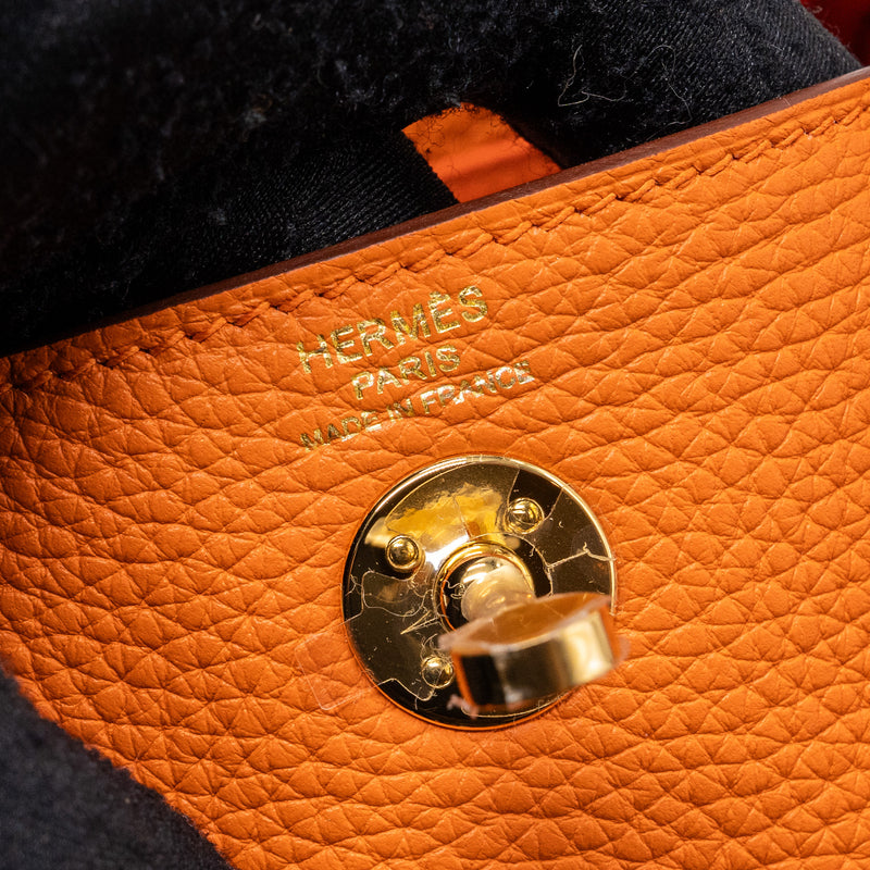 hermes mini lindy clemence orange GHW stamp B