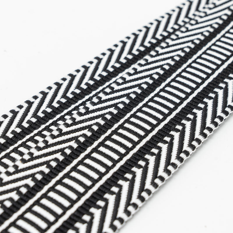 Hermes 50mm Sangle Cavale Bag Strap Swift/Canvas Black/White GHW Stamp B