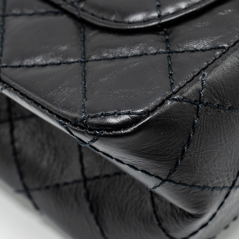 Chanel Mini 2.55 reissue flap bag aged calfskin black GHW