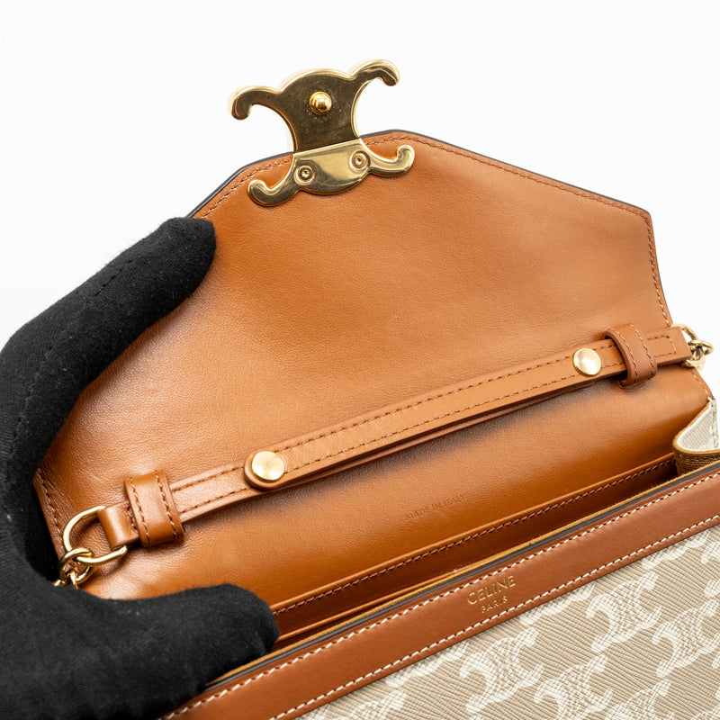 Celine Wallet on Chain Margo Triomphe Canvas/Calfskin GHW