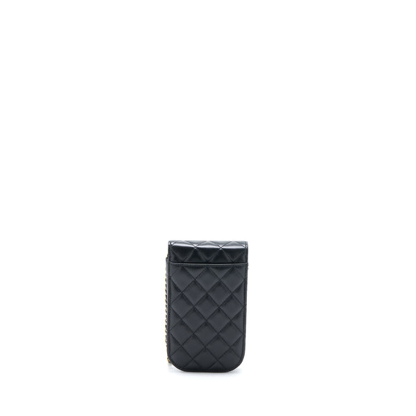 Chanel Flap Phone Pouch with Chain Black Lambskin GHW