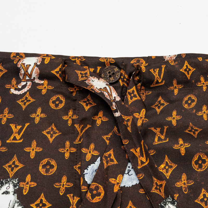 Louis Vuitton Size 38 Pyjamas Pants Silk Brown/Multicolour