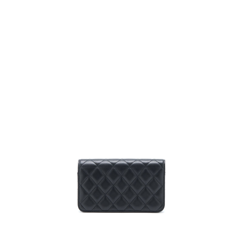 Chanel Pearl Crush Mini Wallet On Chain Lambskin Black Brushed GHW (Microchip)