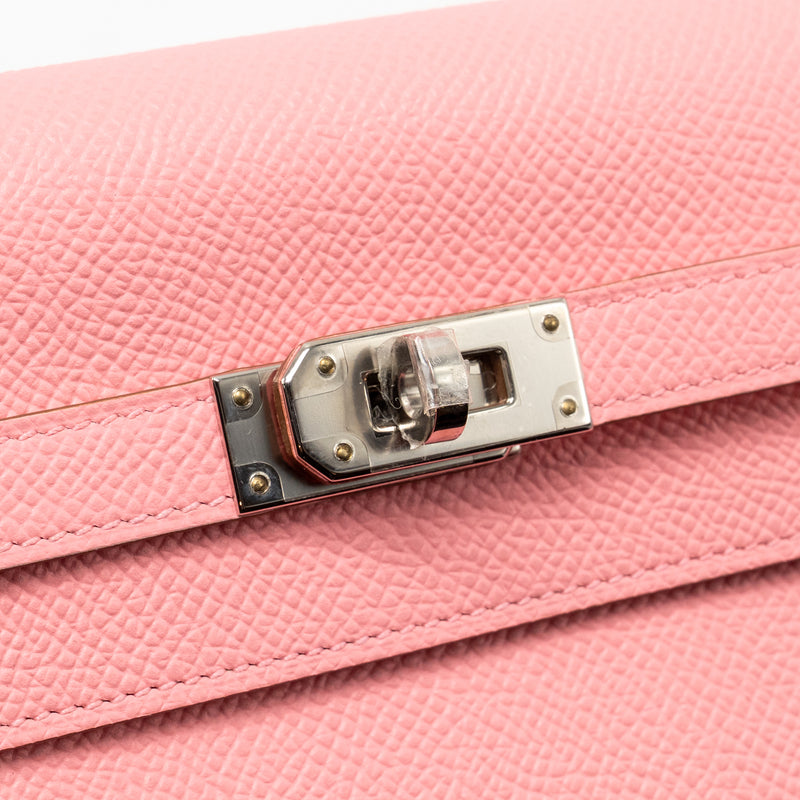 Hermes Classic kelly to go epsom rose confetti SHW stamp Z