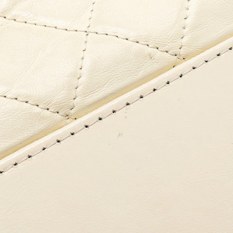 Chanel Large Gabrielle Hobo Bag Aged Calfskin White Multicolour Hardware