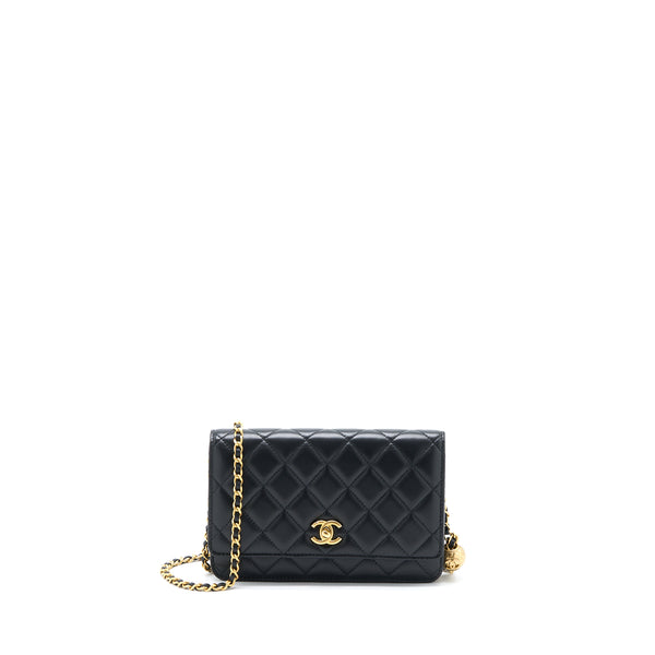 Chanel Pearl Crush Wallet on Chain Lambskin Black GHW (Microchip)