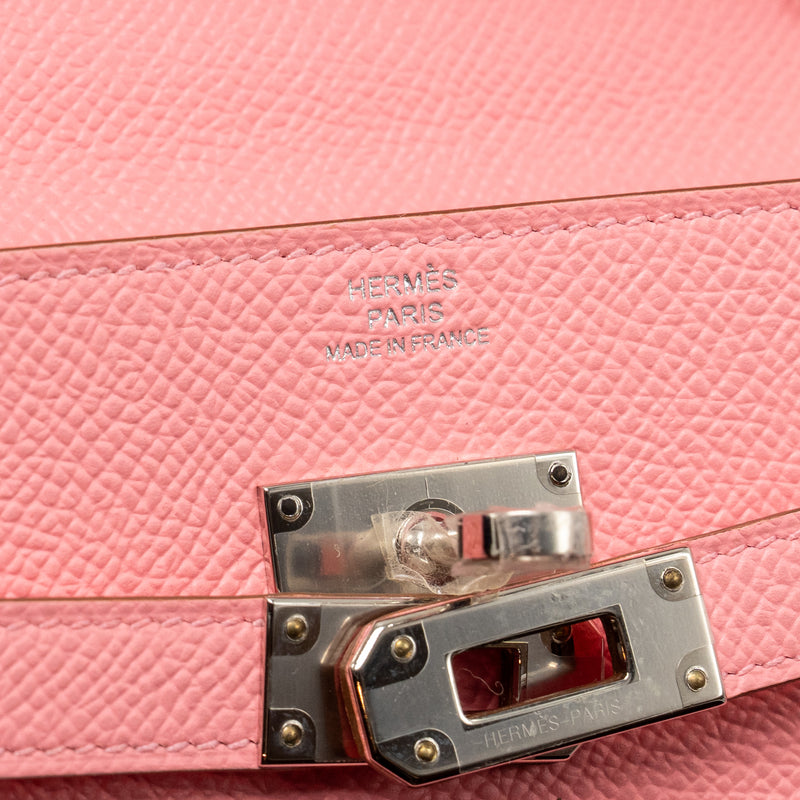 Hermes Classic kelly to go epsom rose confetti SHW stamp Z