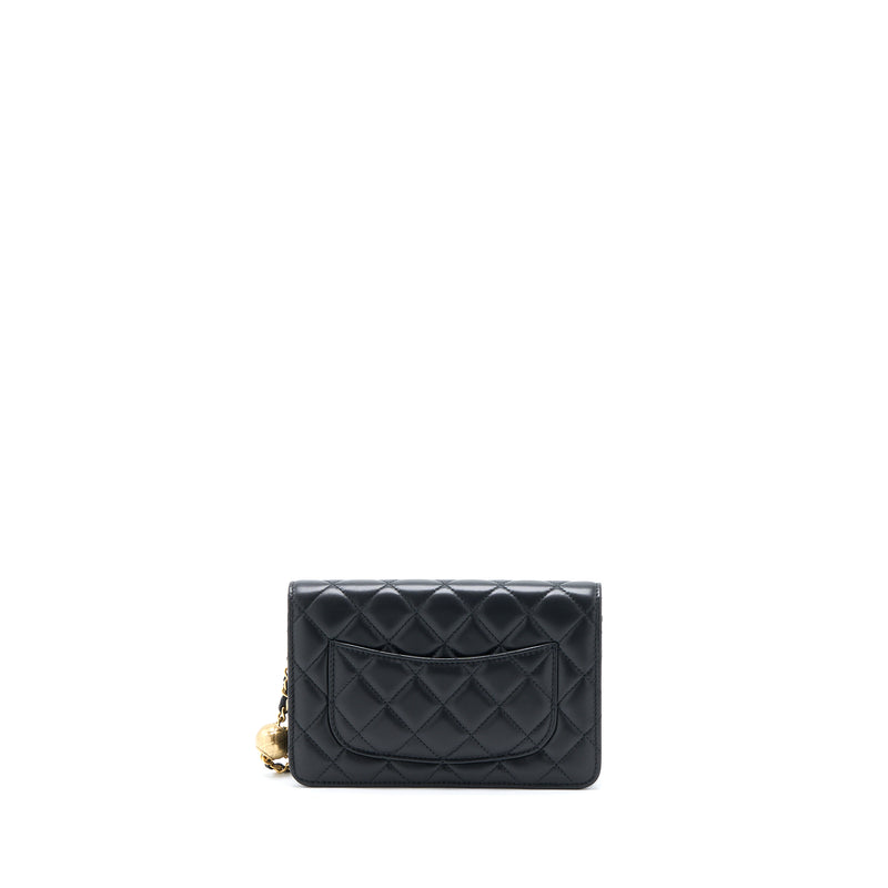 Chanel Pearl Crush Wallet on Chain Lambskin Black GHW (Microchip)